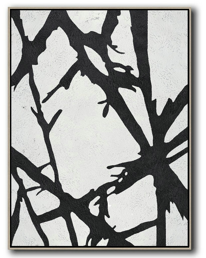 Original Art Acrylic Painting,Black And White Minimal Painting On Canvas - Acrylic Painting Large Wall Art